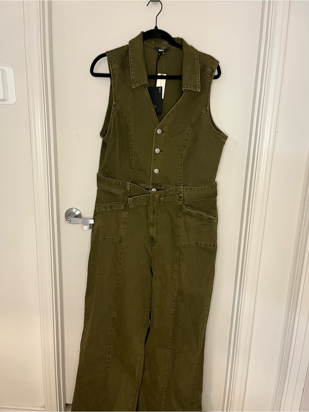 PAIGE Olive Utility Sleeveless Jumpsuit with Belt